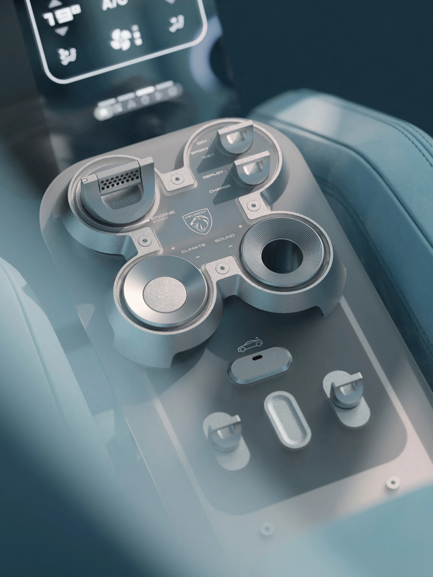 PEUGEOT RCZ Vision mit schwebender Konsole aus satiniertem Glas