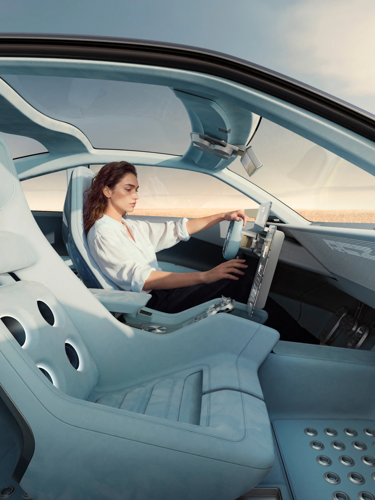 Schwebende Displays im Innenraum des PEUGEOT RCZ Vision